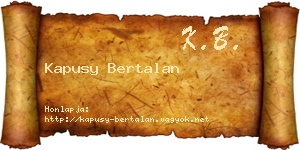 Kapusy Bertalan névjegykártya